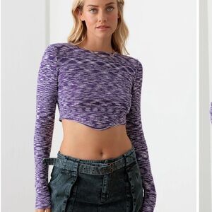 - Purple open back cropped top